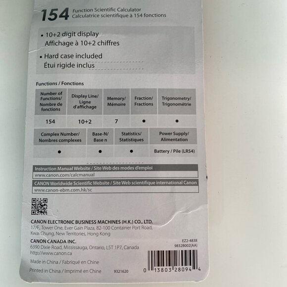 NEW Canon 1 Line Display Scientific Calculator F-605 White - Picture 2 of 3